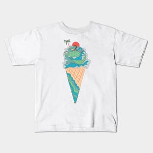 Ice-cream surfing Kids T-Shirt